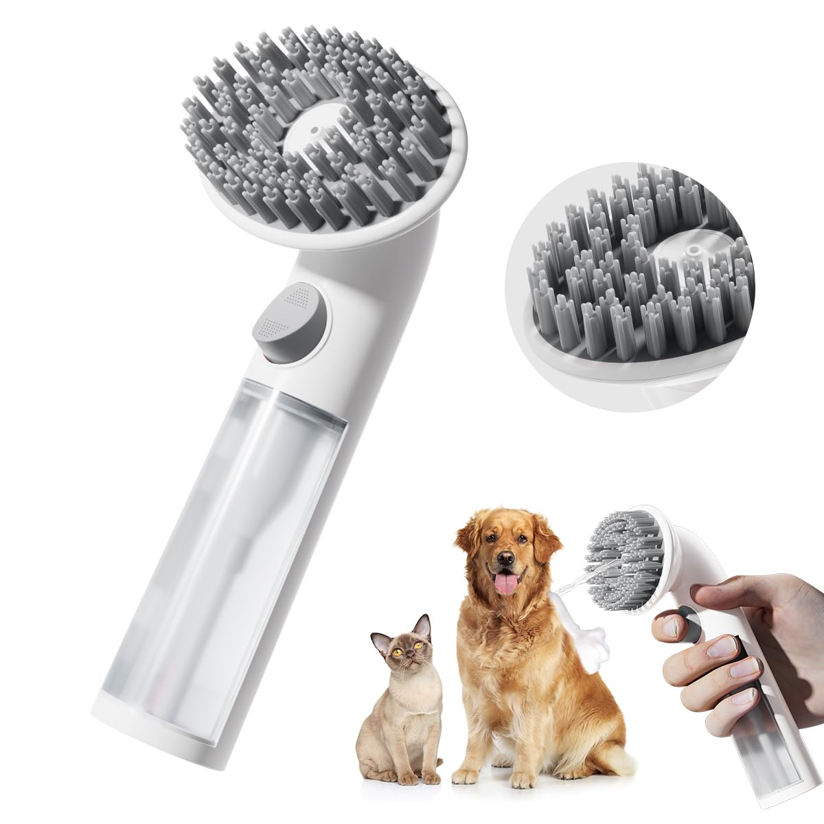 LatherPro™ — 3-in-1 Pet Bath Brush with Shampoo Dispenser